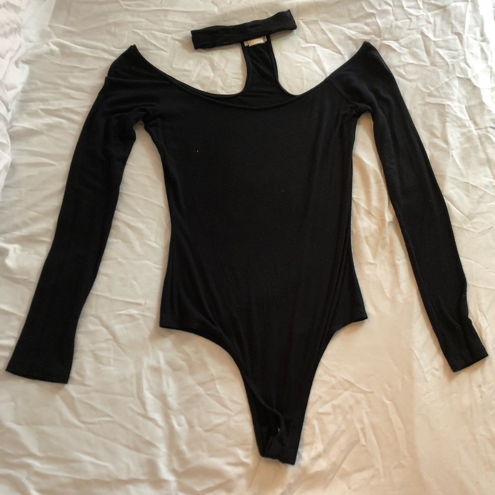 Charlotte Russe Body Suit with Chocker Sz Sm Black